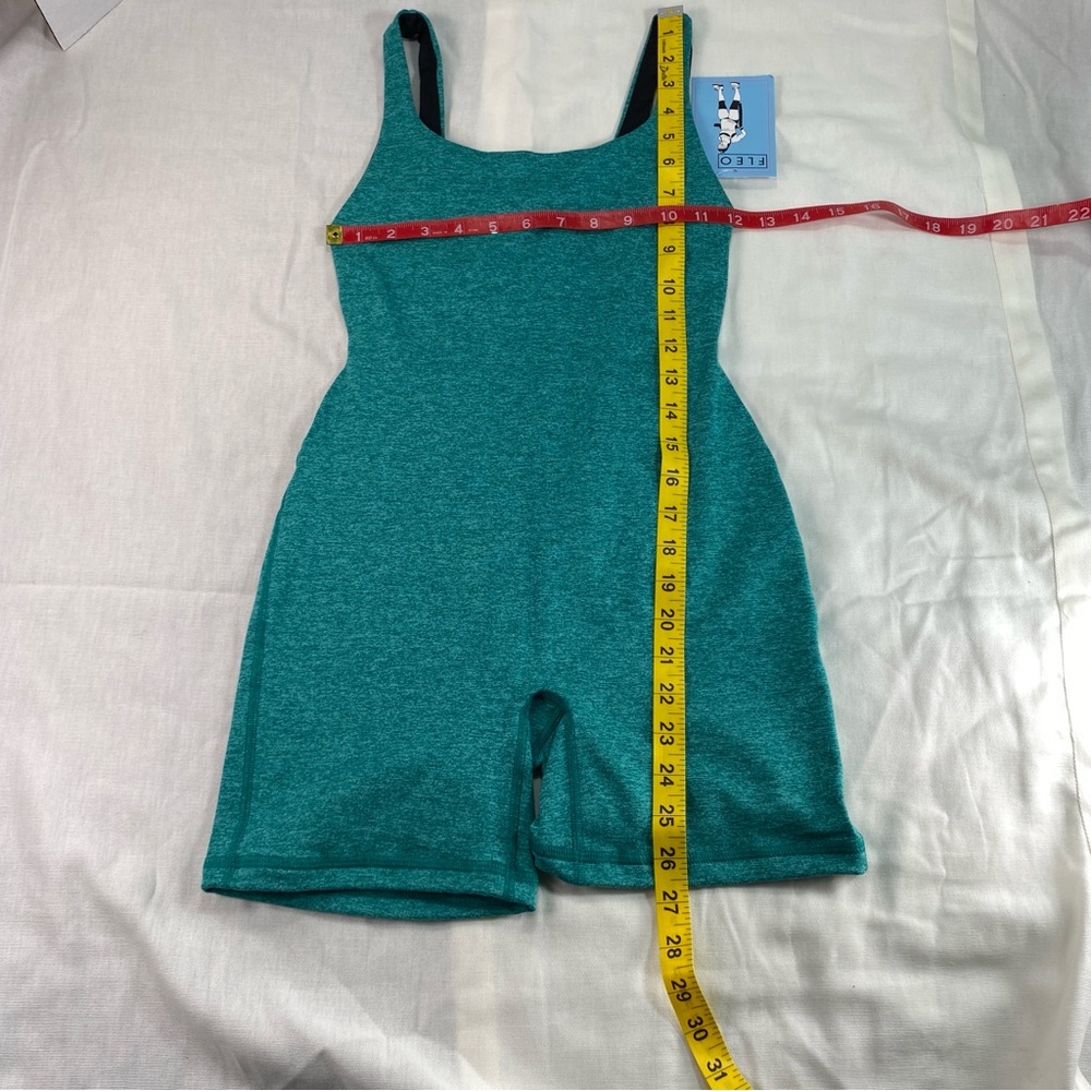 Fleo Bodysuit Women's Heather Teal Open Back Jumpsuit One Piece NWT - Picture 9 of 12